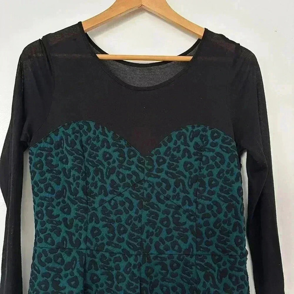 Dynamite Mesh Type Long Sleeve Slinky Dress Floral Paisley Mini Dress Women's L - Picture 2 of 10